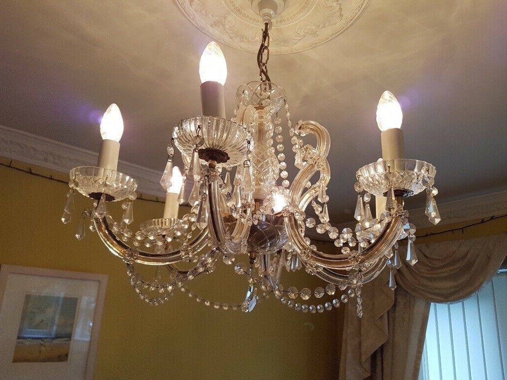 2020 Clear Crystal Chandeliers With Antique Crystal Chandelier  6 Arm Clear Crystals (View 14 of 15)