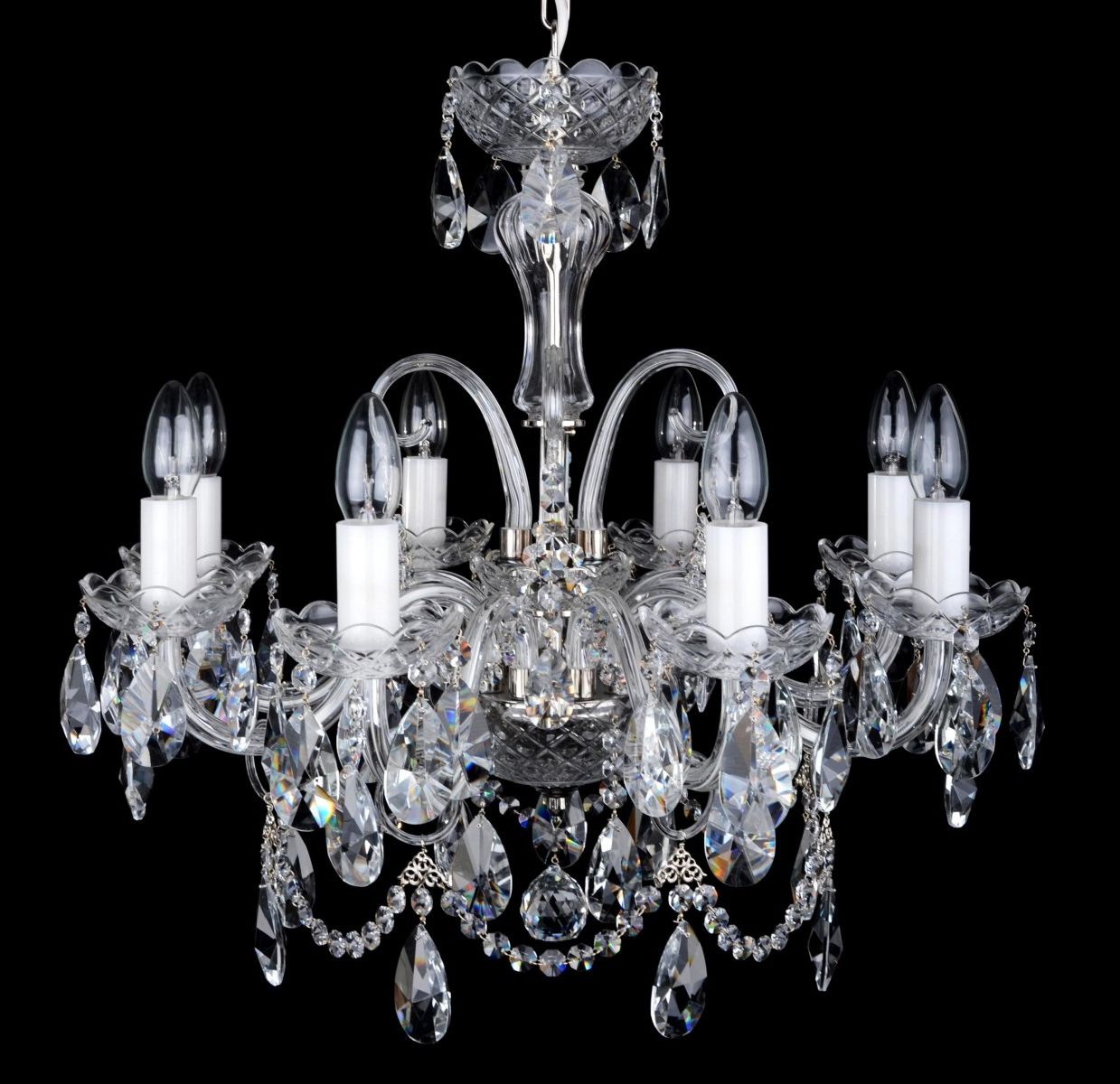 8 Arms Silver Crystal Chandelier With Cut Crystal Almonds In Most Recent Soft Silver Crystal Chandeliers (View 6 of 15)