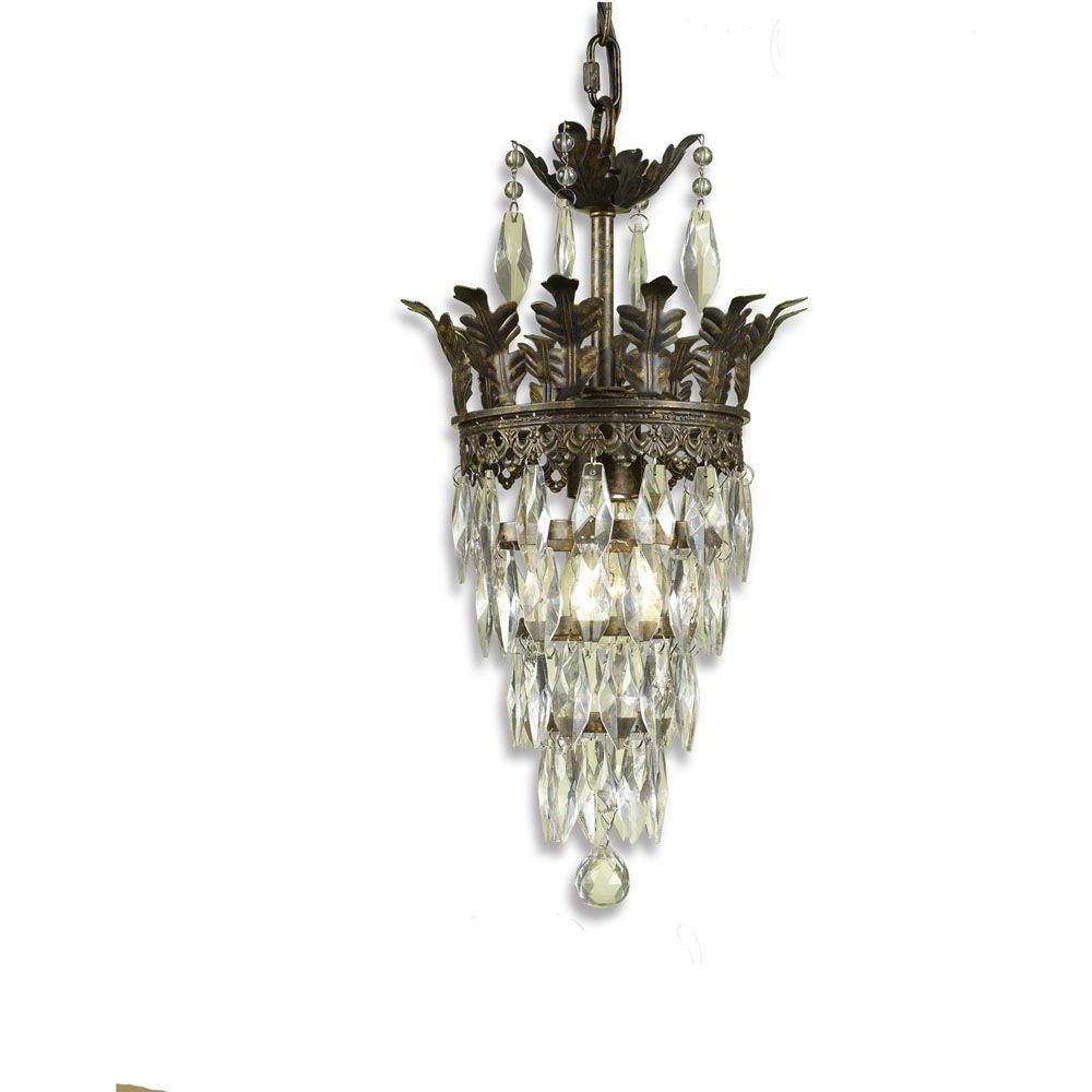 Af Lighting Sovereign 1 Light Gold Mini Chandelier 7507 1h For Newest Walnut And Crystal Small Mini Chandeliers (View 12 of 15)