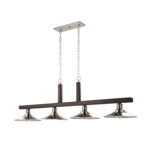 Best And Newest Artcraft Ambrose Dark Wood And Brushed Nickel Transitional With Regard To Black Wood Grain Kitchen Island Light Pendant Lights (View 13 of 15)