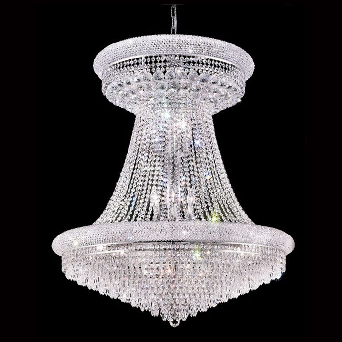 Best And Newest Chrome And Crystal Led Chandeliers Throughout 36'' Empire K9 Crystal Chandelier In Chrome – Empire Ⅱ (View 12 of 15)
