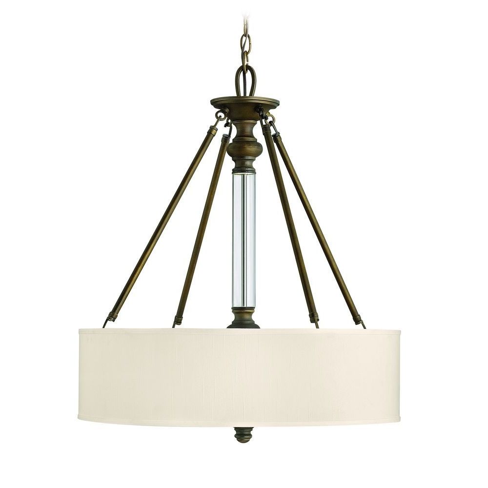 Best And Newest Distressed Cream Drum Pendant Lights Intended For Drum Pendant Light With Beige / Cream Shade In English (View 8 of 15)