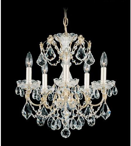 Best And Newest Heritage Crystal Chandeliers Intended For Schonbek Century 5 Light Chandelier In Gold And Clear (View 13 of 15)