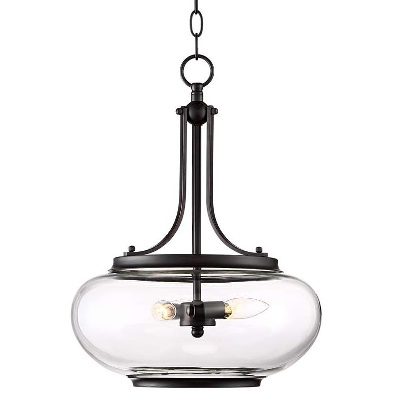 Best And Newest Textured Glass And Oil Rubbed Bronze Metal Pendant Lights Throughout Largo 14 1/4"w Oil Rubbed Bronze 3 Light Pendant Light (View 5 of 15)