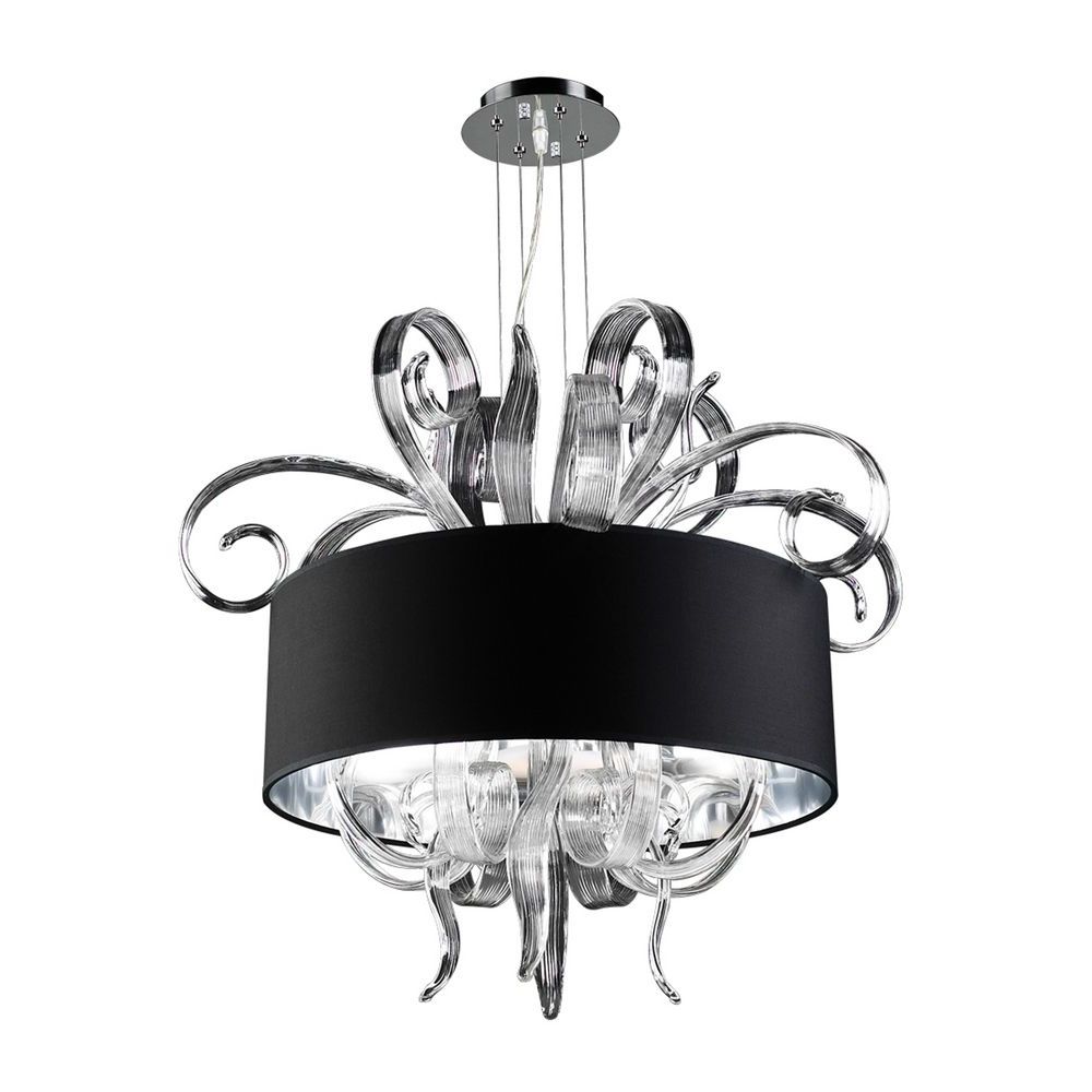Black Finish Modern Chandeliers Inside Newest Modern Chandelier With Clear Glass In Polished Chrome (View 1 of 15)