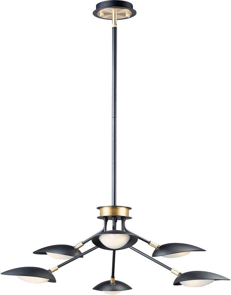 Black Finish Modern Chandeliers With Regard To Widely Used Maxim 21696Bksbr Scan Modern Black / Satin Brass Led (View 4 of 15)