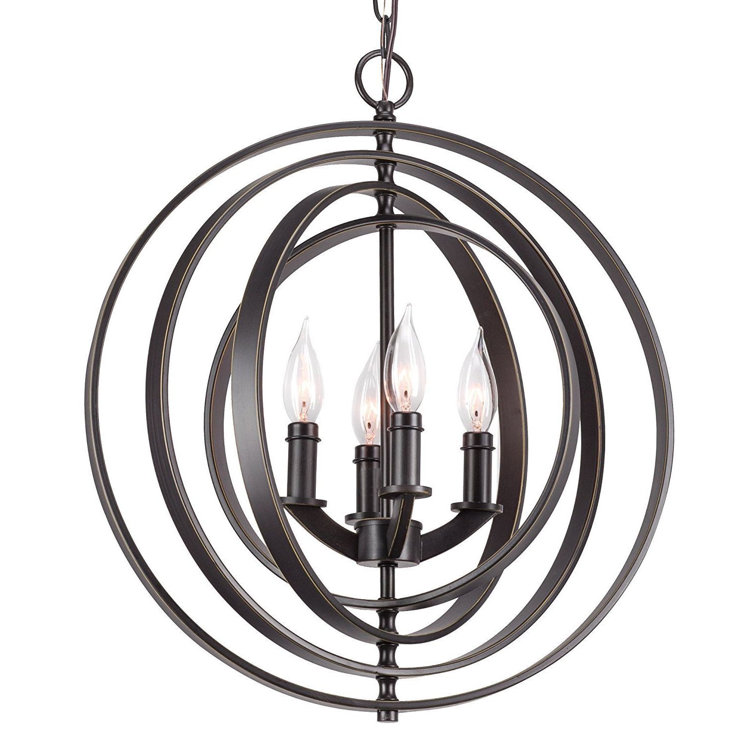 Black Modern Chandeliers Intended For Current 4 Light Modern Sphere/orb Chandelier With Interlocking (View 7 of 15)