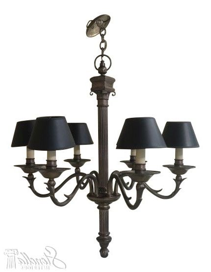 Black Shade Chandeliers Throughout Most Popular F43798ce: Chapman Brass 6 Arm Traditional Chandelier W (View 13 of 15)