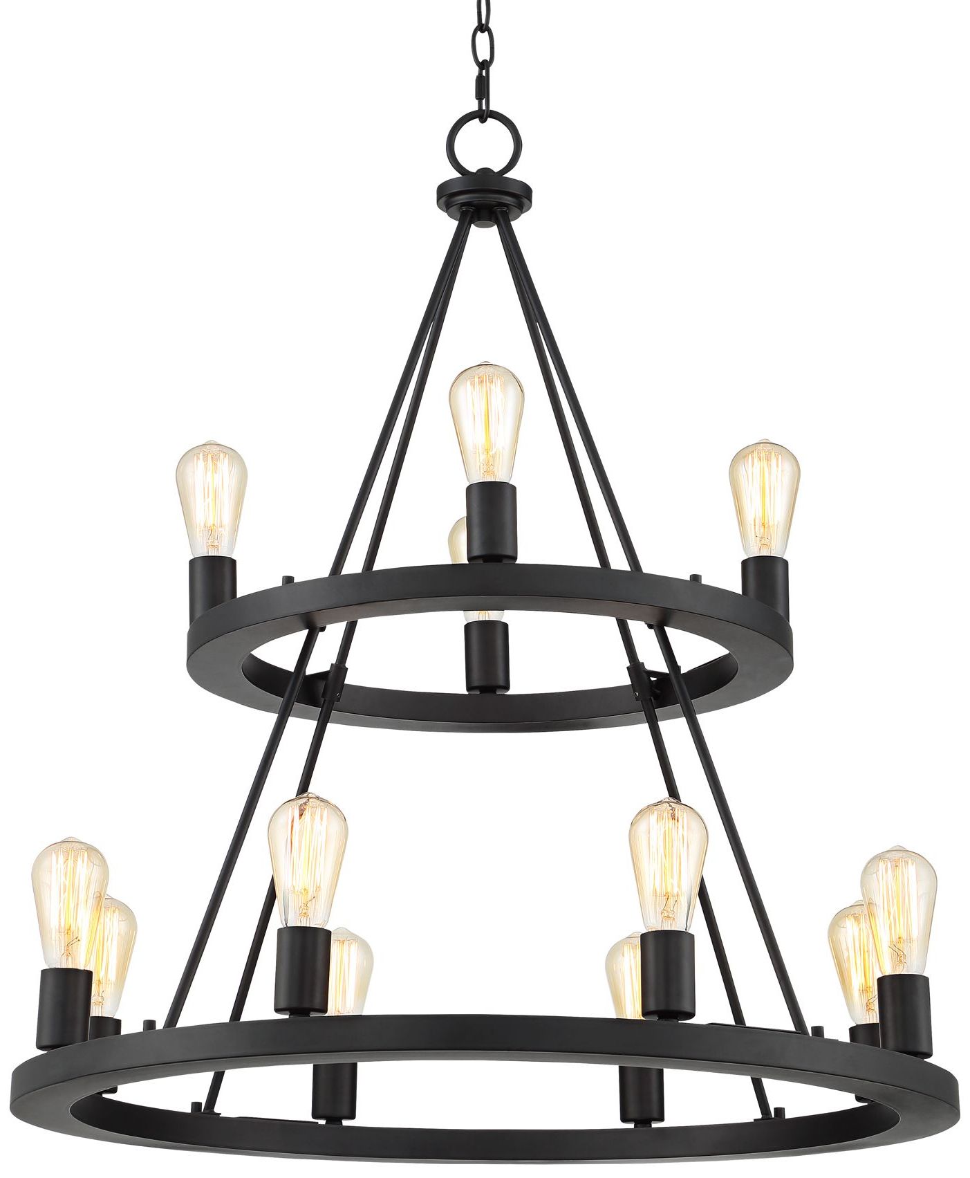 Black Wagon Wheel Ring Chandeliers With Most Recently Released Franklin Iron Works Black Wagon Wheel Chandelier 29 1/ (View 14 of 15)