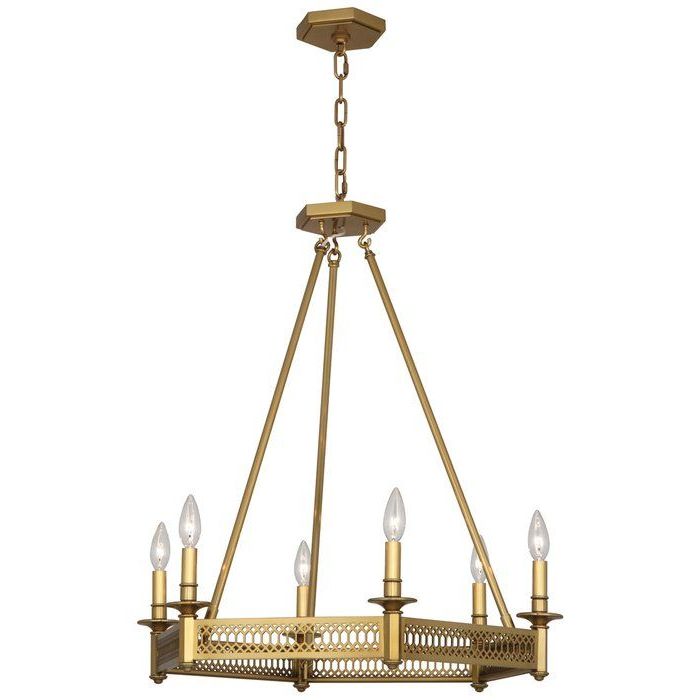 Brass Wagon Wheel Chandeliers With Fashionable Williamsburg 6 – Light Candle Style Wagon Wheel Chandelier (View 8 of 15)