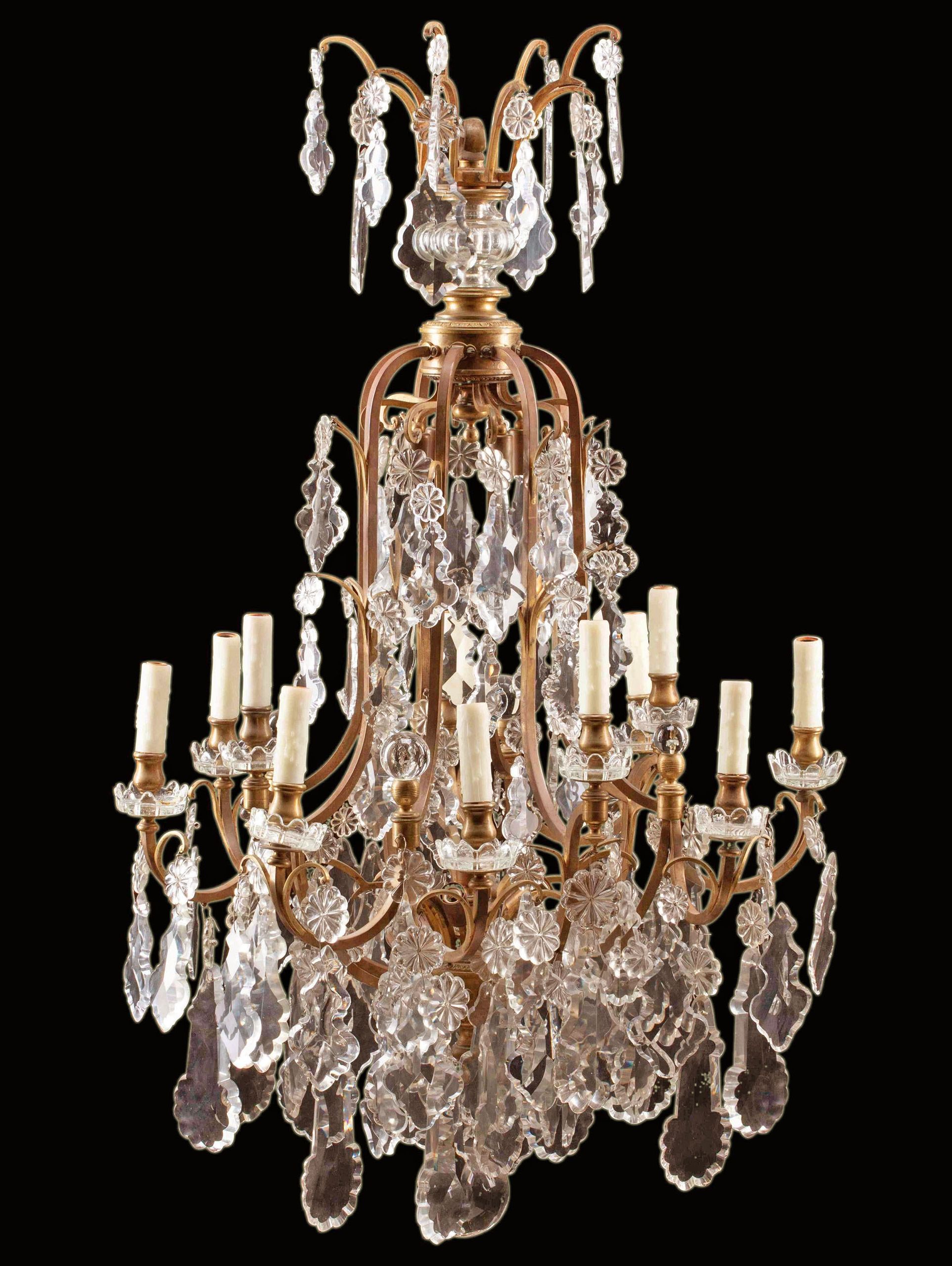 Bronze And Scavo Glass Chandeliers Within Trendy A Very Fine Gilt Bronze & Crystal Chandelier (View 10 of 15)