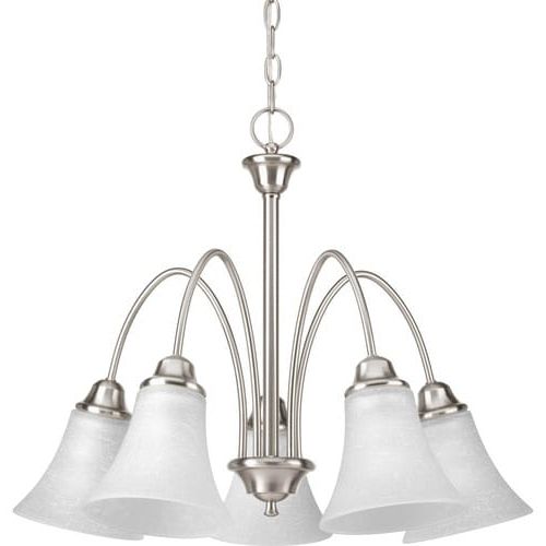 Brushed Nickel Modern Chandeliers Pertaining To Current Progress Lighting Tally 5 Light Brushed Nickel (View 13 of 15)