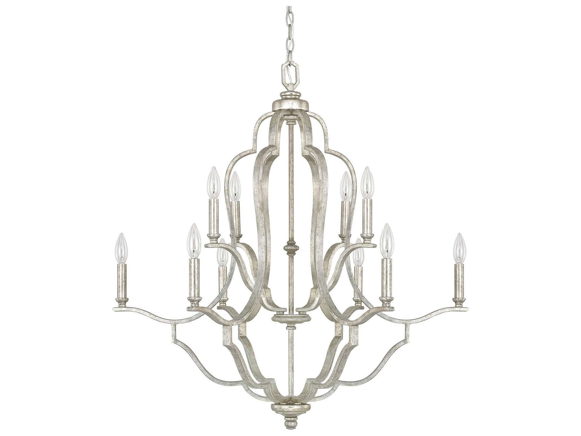 Capital Lighting Blair Antique Silver Ten Light 33'' Wide For Best And Newest Ornament Aged Silver Chandeliers (View 8 of 15)