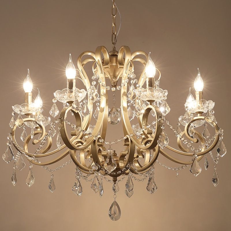 Champagne Glass Chandeliers Pertaining To Current Ganeed 6 Lights Vintage Champagne Crystal Chandeliers (View 13 of 15)