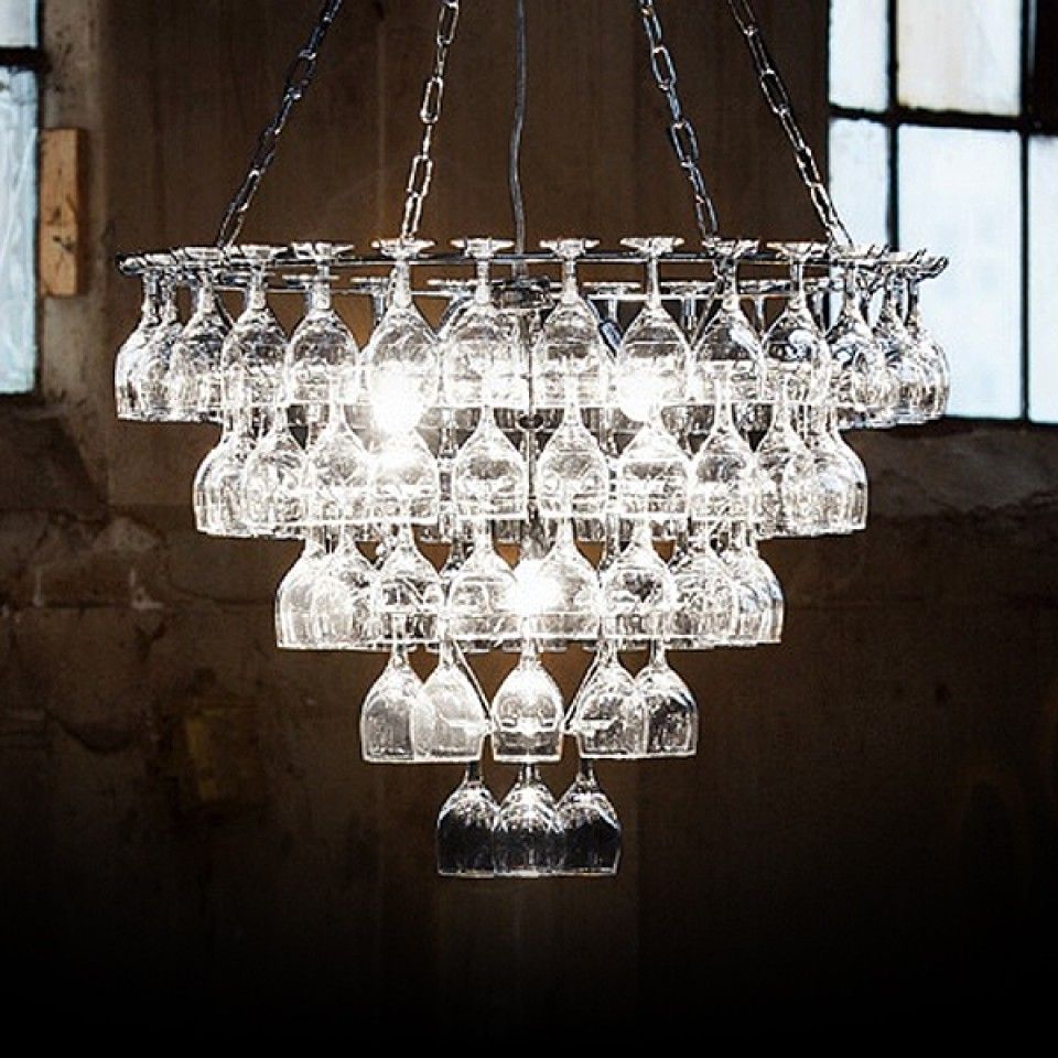 Champagne Glass Chandeliers With Regard To Best And Newest Vino Contemporary Wine Glass Chandelier (View 9 of 15)