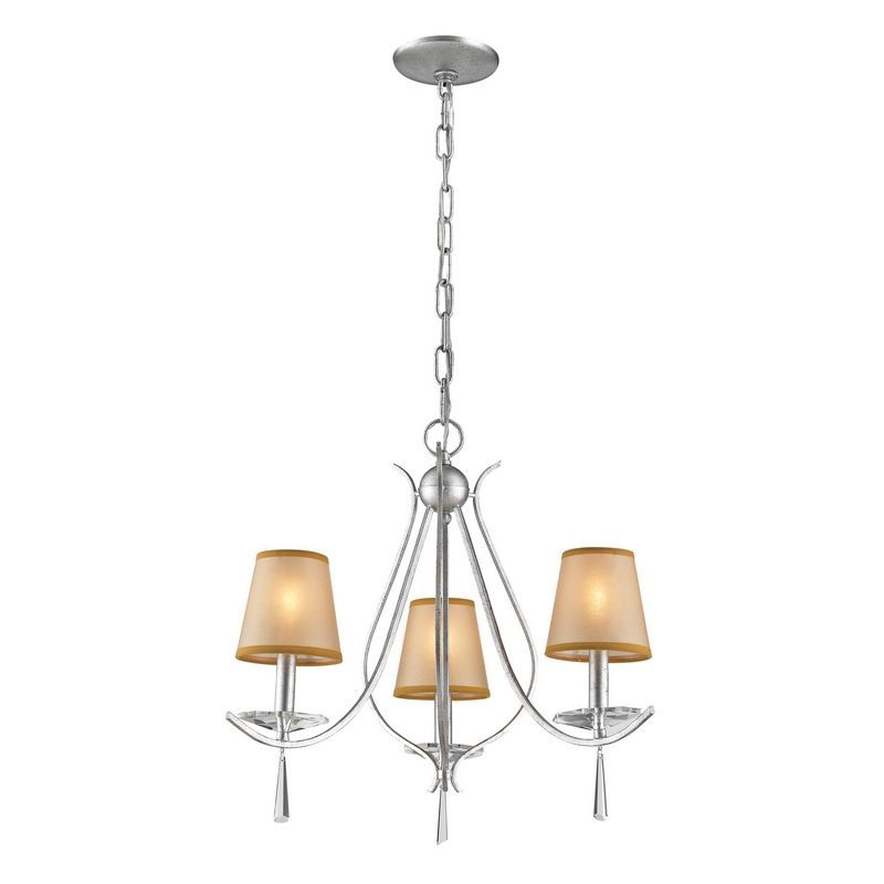 Clarendon 3 Light Chandelier In Silver W/ Amber Organza With Regard To Well Known Organza Silver Pendant Lights (View 11 of 15)