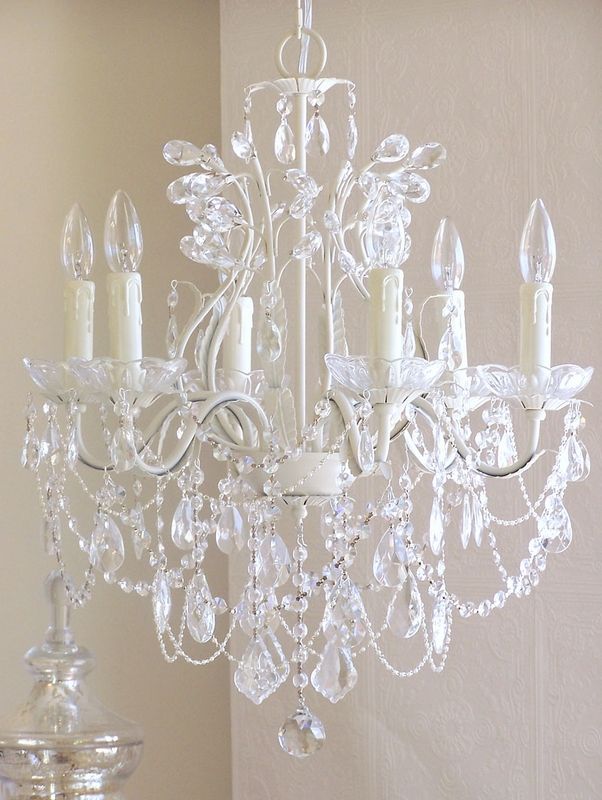 Clear Crystal Chandeliers Intended For Favorite 6 Light Leafy Antique White Crystal Chandelier (View 12 of 15)