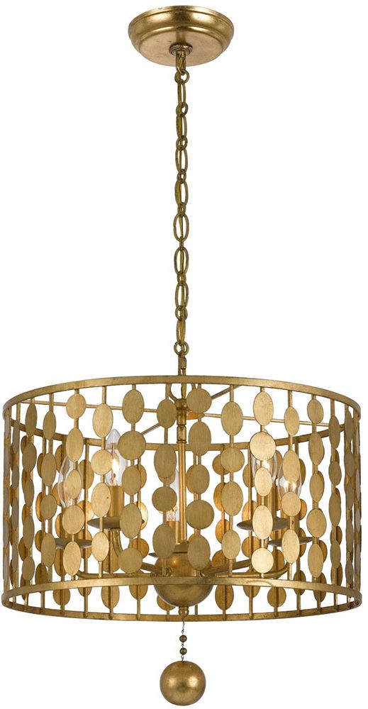 Crystorama 545 Ga Layla Modern Antique Gold Drum Pendant In Current Antique Gold Pendant Lights (View 5 of 15)