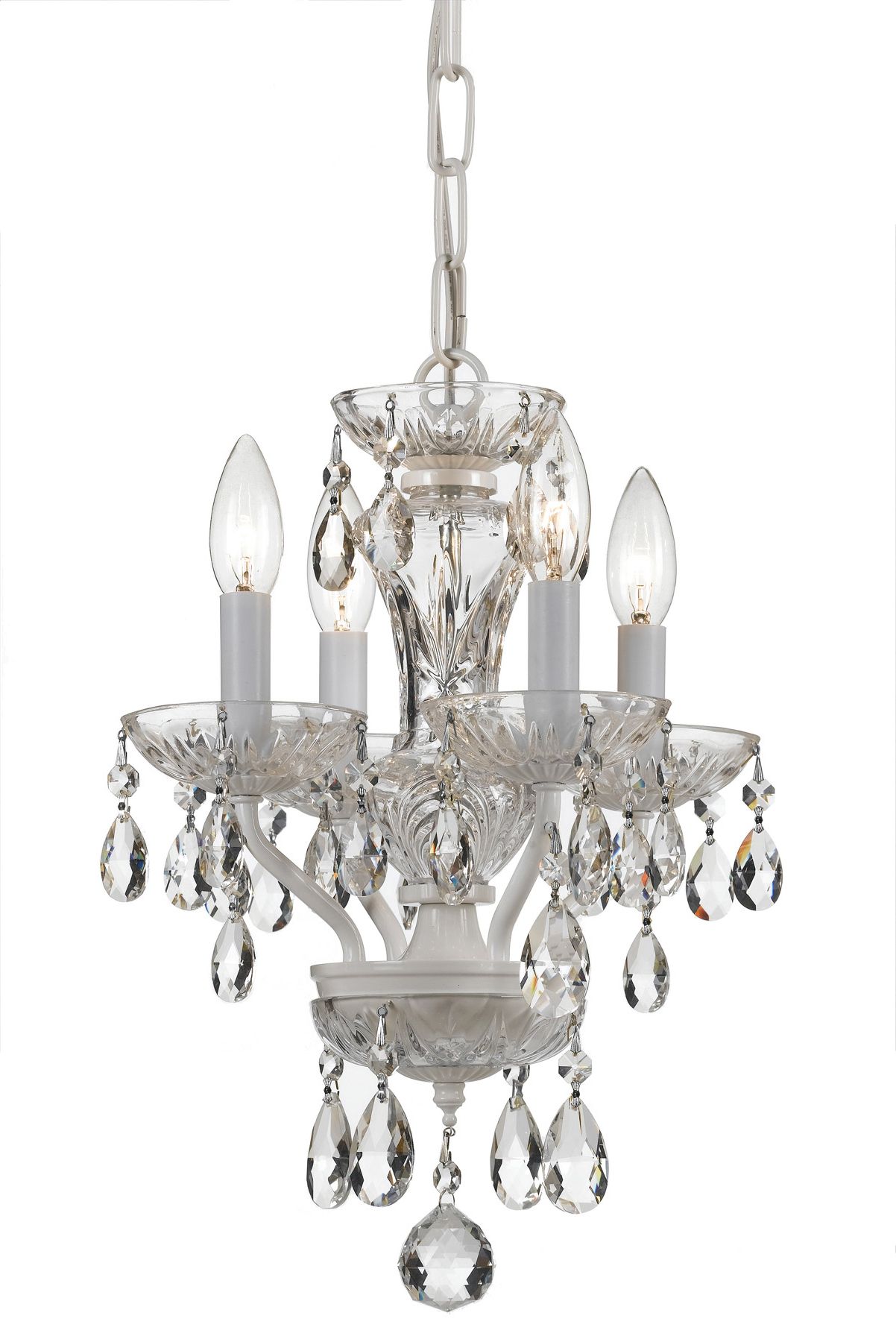 Crystorama 5534 Ww Cl Mwp Crystal 4 Light White Mini Throughout Best And Newest Clear Crystal Chandeliers (View 8 of 15)