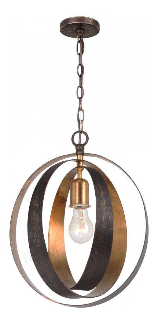 Crystorama English Bronze / Antique Gold Luna 1 Light In Recent Antique Gold Pendant Lights (View 3 of 15)