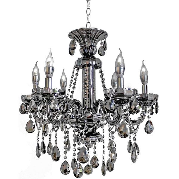 Current Shop 6 Light Mirrored Silver Crystal Candelabra Chandelier With Soft Silver Crystal Chandeliers (View 10 of 15)
