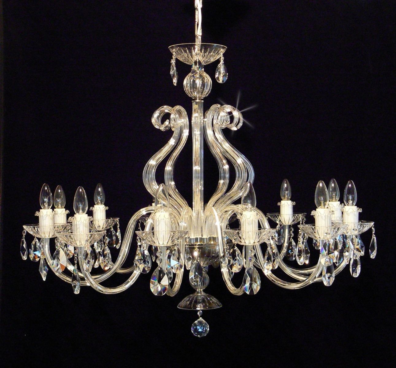 Current Soft Silver Crystal Chandeliers Regarding 12 Arms Silver Crystal Chandelier With Glass Horns & Cut (View 7 of 15)
