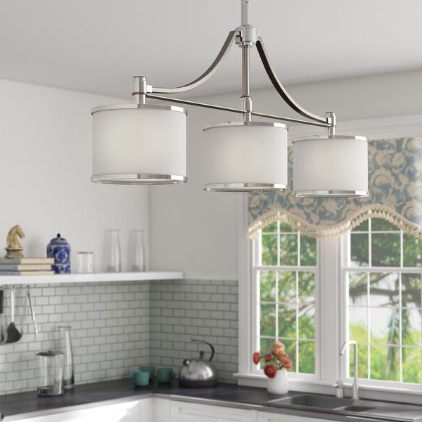 Current The Latitude Run Gladys 3 Light Billiard Chandelier In With Regard To Gray And Nickel Kitchen Island Light Pendants Lights (View 12 of 15)