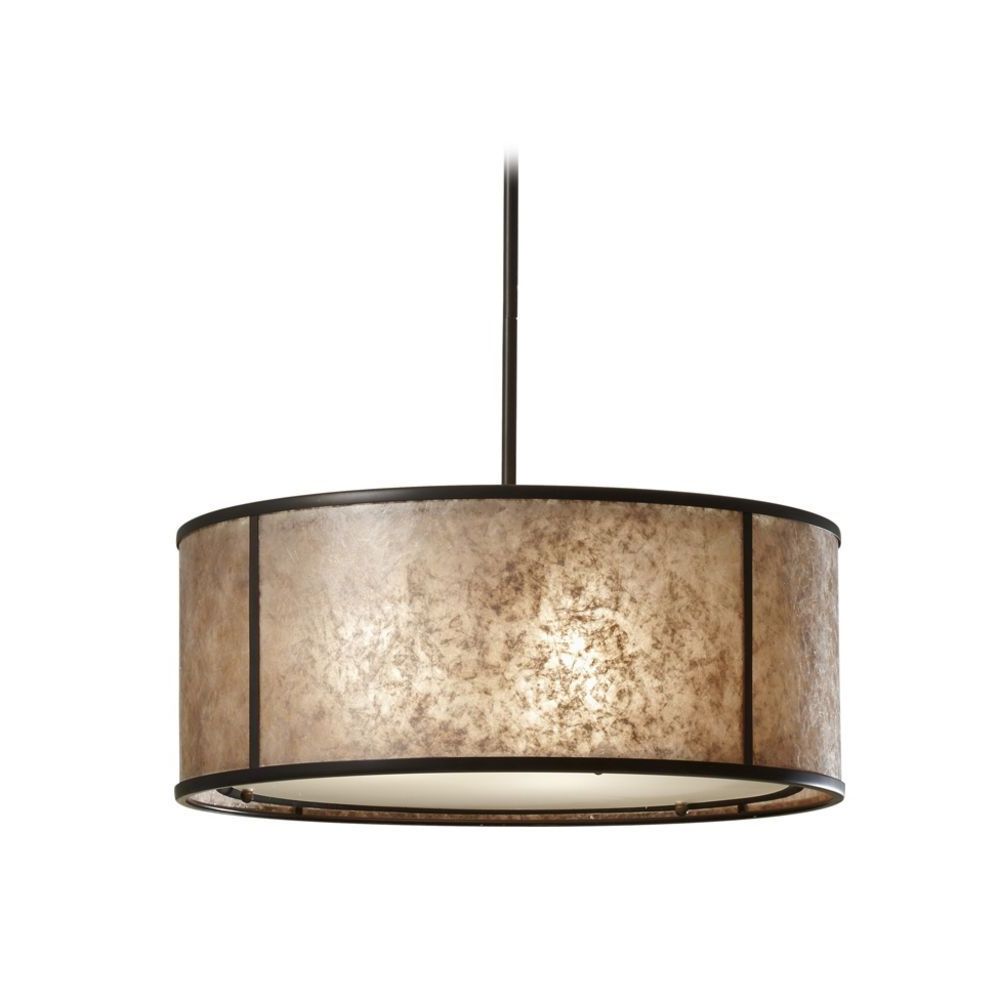 Drum Pendant Light With Beige / Cream Mica Shade In Pertaining To Most Current Distressed Cream Drum Pendant Lights (View 12 of 15)