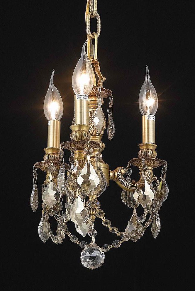 Elegant Lighting 9103d10fg Gt/rc Crystal Lillie Mini Pertaining To Most Popular Walnut And Crystal Small Mini Chandeliers (View 15 of 15)