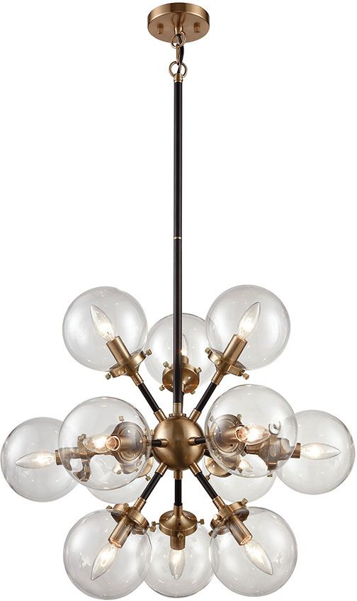 Elk 14434 12 Boudreaux Modern Matte Black,Antique Gold 25 Throughout Well Liked Black Finish Modern Chandeliers (View 3 of 15)