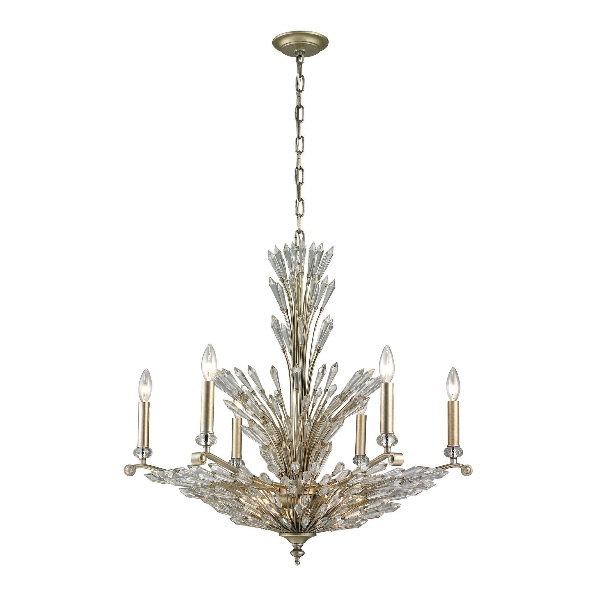 Elk Lighting 31779/6+3 Viva Natura Collection Aged Silver Within 2020 Ornament Aged Silver Chandeliers (View 4 of 15)