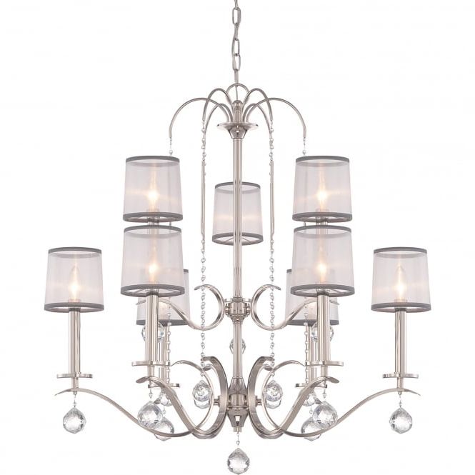 Elstead Lighting Qz/whitney9 Whitney 9 Light Multi Arm With Well Known Organza Silver Pendant Lights (View 6 of 15)