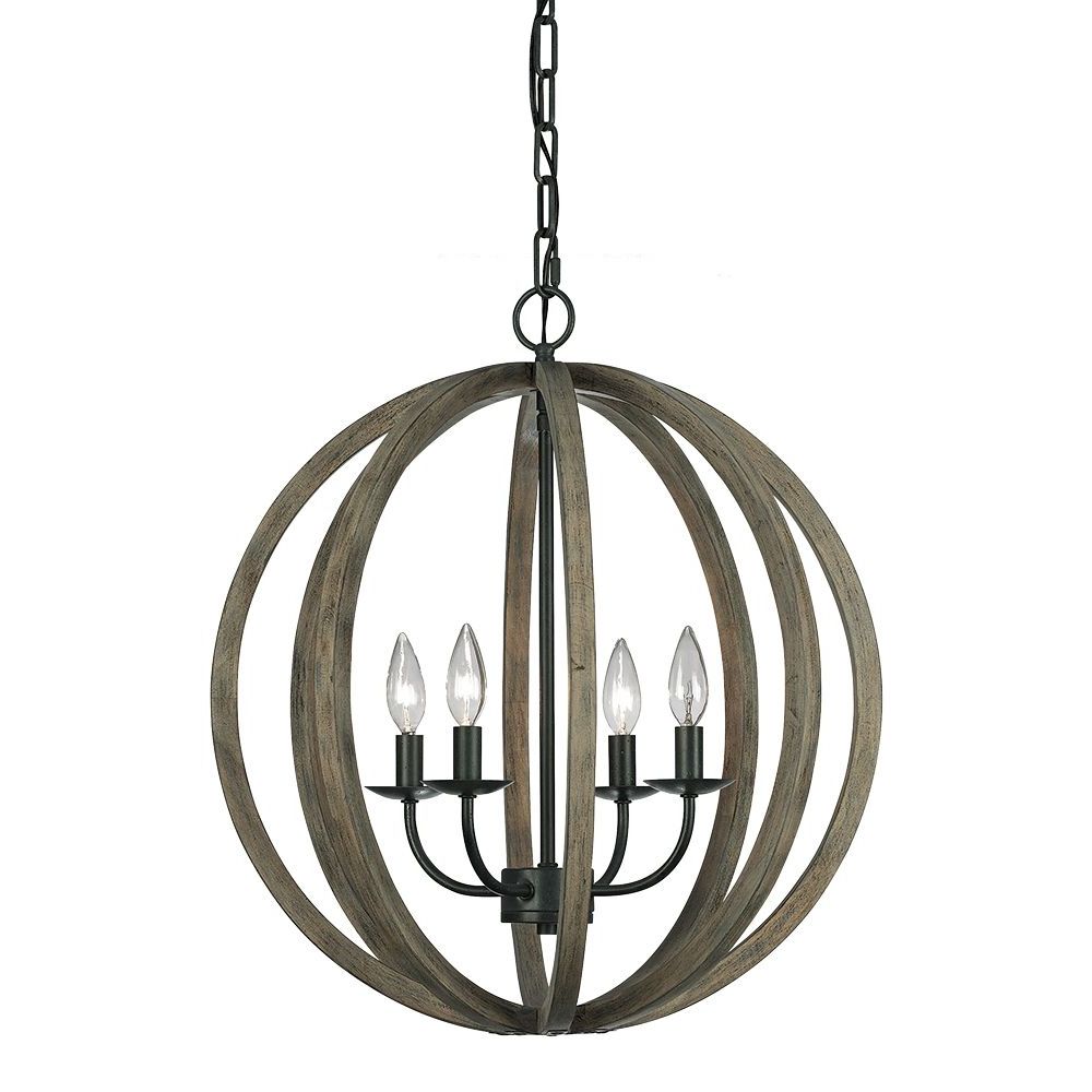 F2935/4Wow/Af,4 – Light Pendant Fixture,Weathered Oak Wood Inside Most Recently Released Weathered Oak Wood Chandeliers (View 2 of 15)
