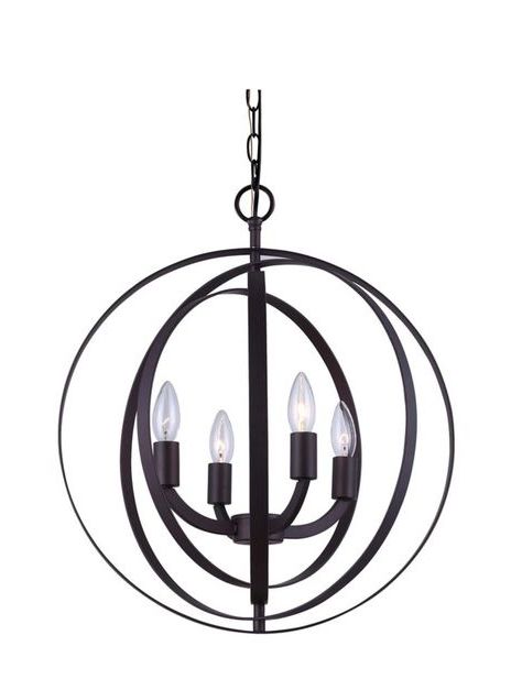 Famous 4 Light Oil Rubbed Bronze Sphere Chandelier With Bronze Sphere Foyer Pendant (View 15 of 15)