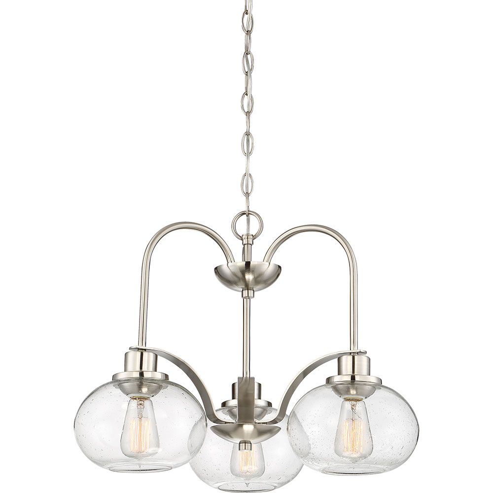 Famous Quoizel Trg5103Bn Trilogy Modern Brushed Nickel Inside Brushed Nickel Metal And Wood Modern Chandeliers (View 13 of 15)