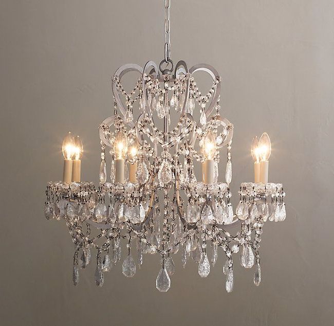 Famous Soft Silver Crystal Chandeliers Inside Manor Court Crystal 8 Arm Chandelier – Antiqued Silver (View 1 of 15)