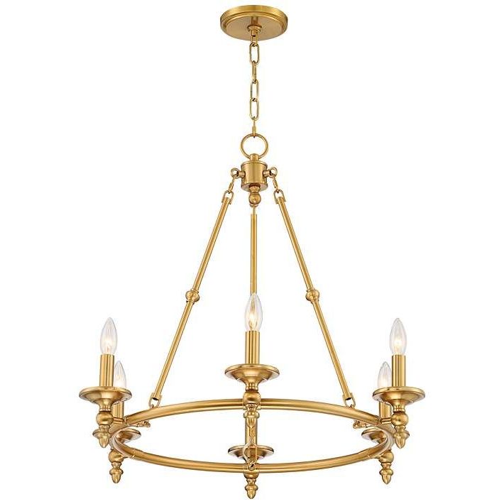 Famous Warm Antique Brass Pendant Lights Regarding Stiffel Hartley 28" Wide Warm Antique Brass 6 Light Ring (View 2 of 15)