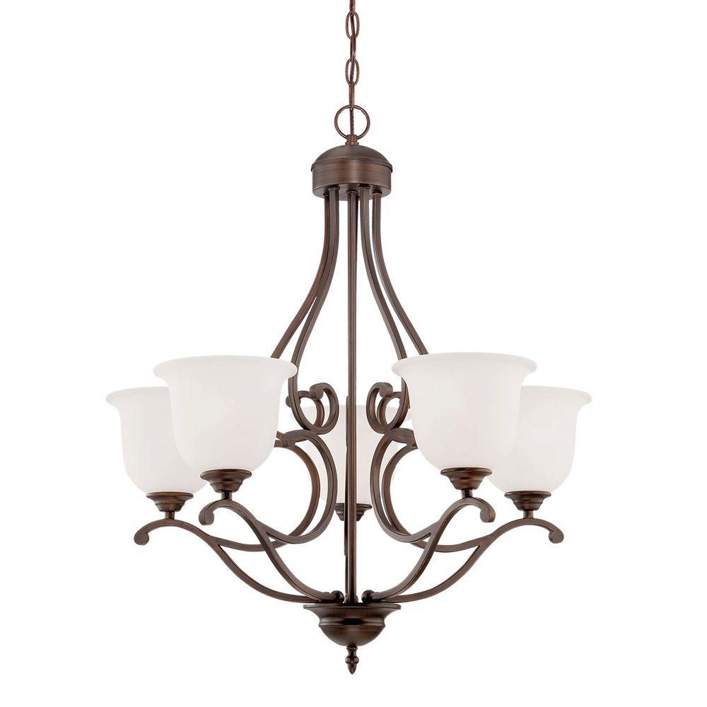 Fashionable Millennium Lighting 5 Light Rubbed Bronze Chandelier With For Bronze And Scavo Glass Chandeliers (View 1 of 15)
