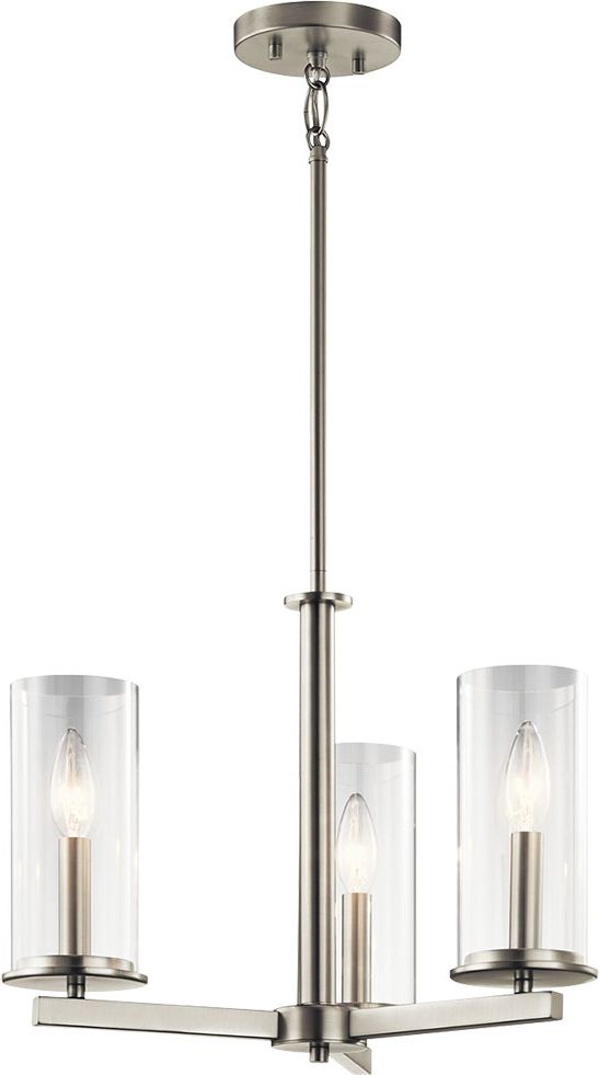 Favorite Brushed Nickel Modern Chandeliers With Regard To Kichler 43997Ni Crosby Contemporary Brushed Nickel Mini (View 14 of 15)