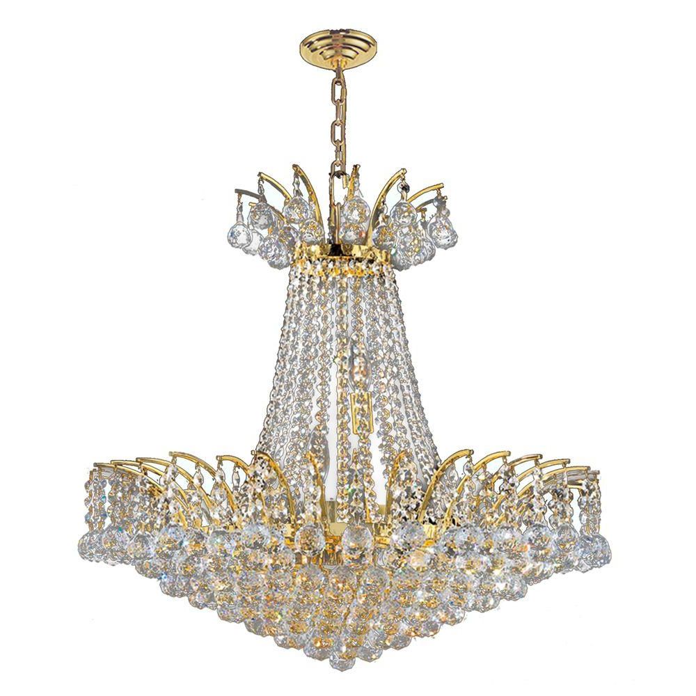 Favorite Worldwide Lighting Empire Collection 11 Light Polished Pertaining To Soft Gold Crystal Chandeliers (View 13 of 15)