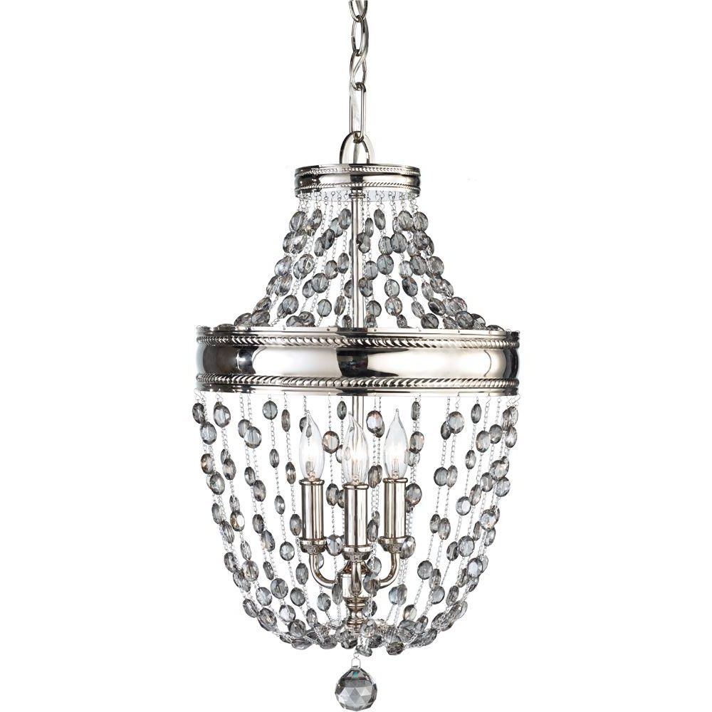 Feiss Malia 3 Light Polished Nickel Mini Chandelier F2812 Pertaining To Current Walnut And Crystal Small Mini Chandeliers (View 13 of 15)