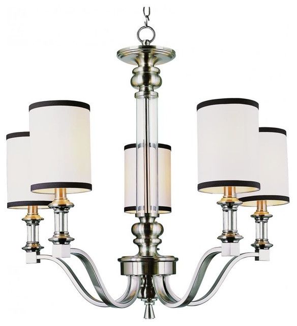 Five Light Brushed Nickel Up Chandelier – Contemporary Within Most Recent Brushed Nickel Metal And Wood Modern Chandeliers (View 4 of 15)