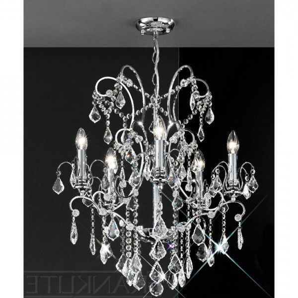 Franklite Fl2158/5 Organza Silver Crystal Chandelier With Newest Organza Silver Pendant Lights (View 12 of 15)