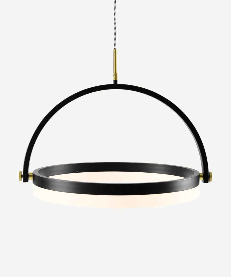 Franz Led Pendant, Matt Black And Brushed Brass (View 13 of 15)