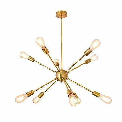 Gold And Wood Sputnik Orb Chandeliers In Recent Sputnik Chandelier 10 Light Brushed Brass Modern Pendant (View 6 of 15)
