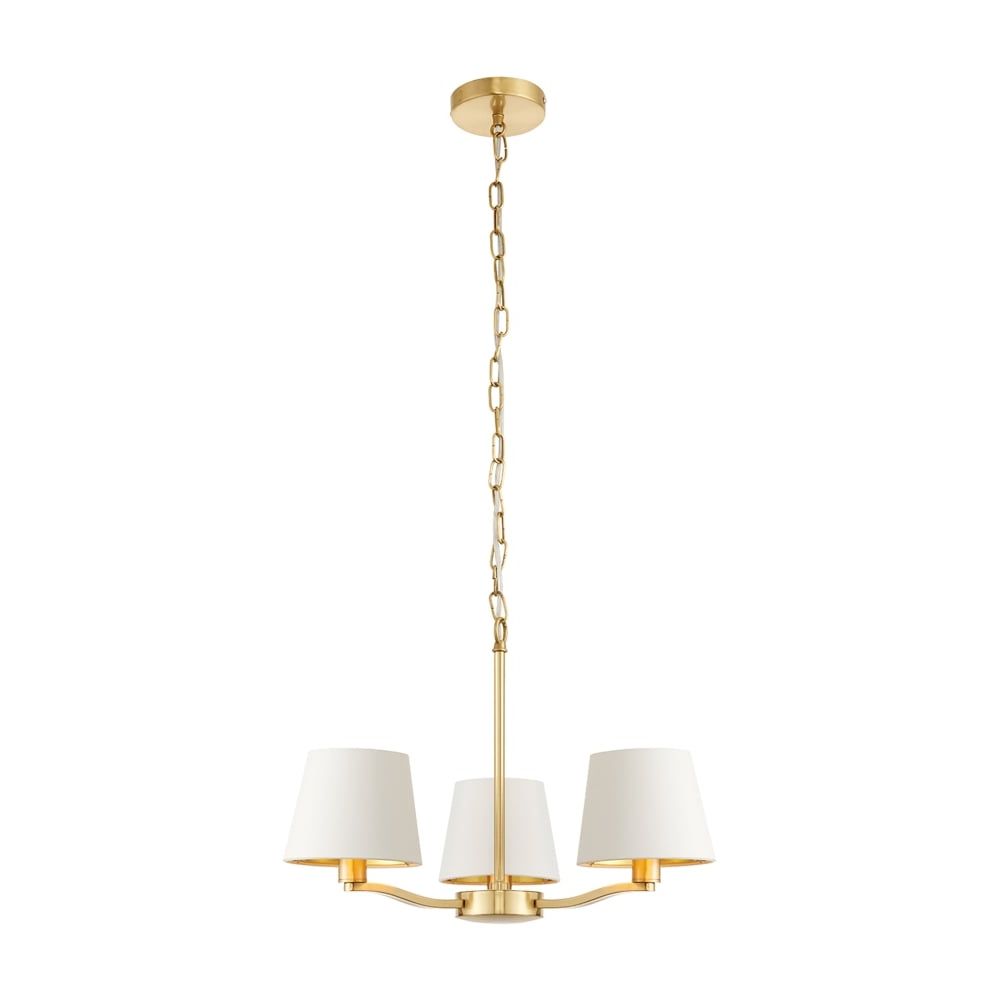 Gold Finish Double Shade Chandeliers Within Current Endon Collection Harvey 3 Light Ceiling Chandelier In (View 5 of 15)