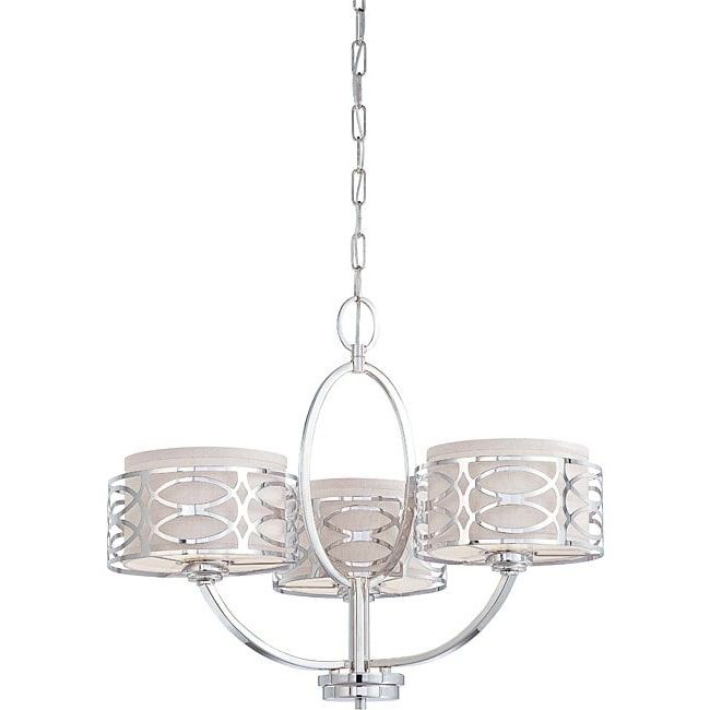 Harlow – 3 Light Chandelier – Polished Nickel Finish With For Trendy Stone Gray And Nickel Chandeliers (View 5 of 15)