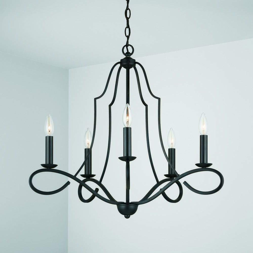 Homeplace Cameron Matte Black 5 Light Chandelier With With Regard To Popular Matte Black Chandeliers (View 3 of 15)