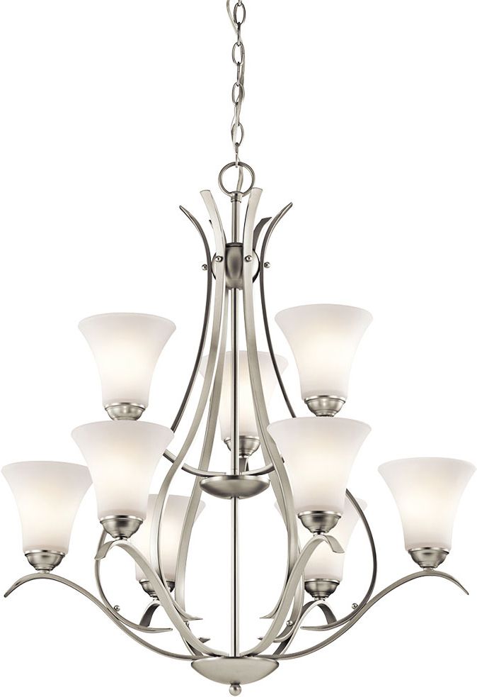 Kichler 43506Nil16 Keiran Contemporary Brushed Nickel Led Throughout Most Up To Date Brushed Nickel Metal And Wood Modern Chandeliers (View 5 of 15)