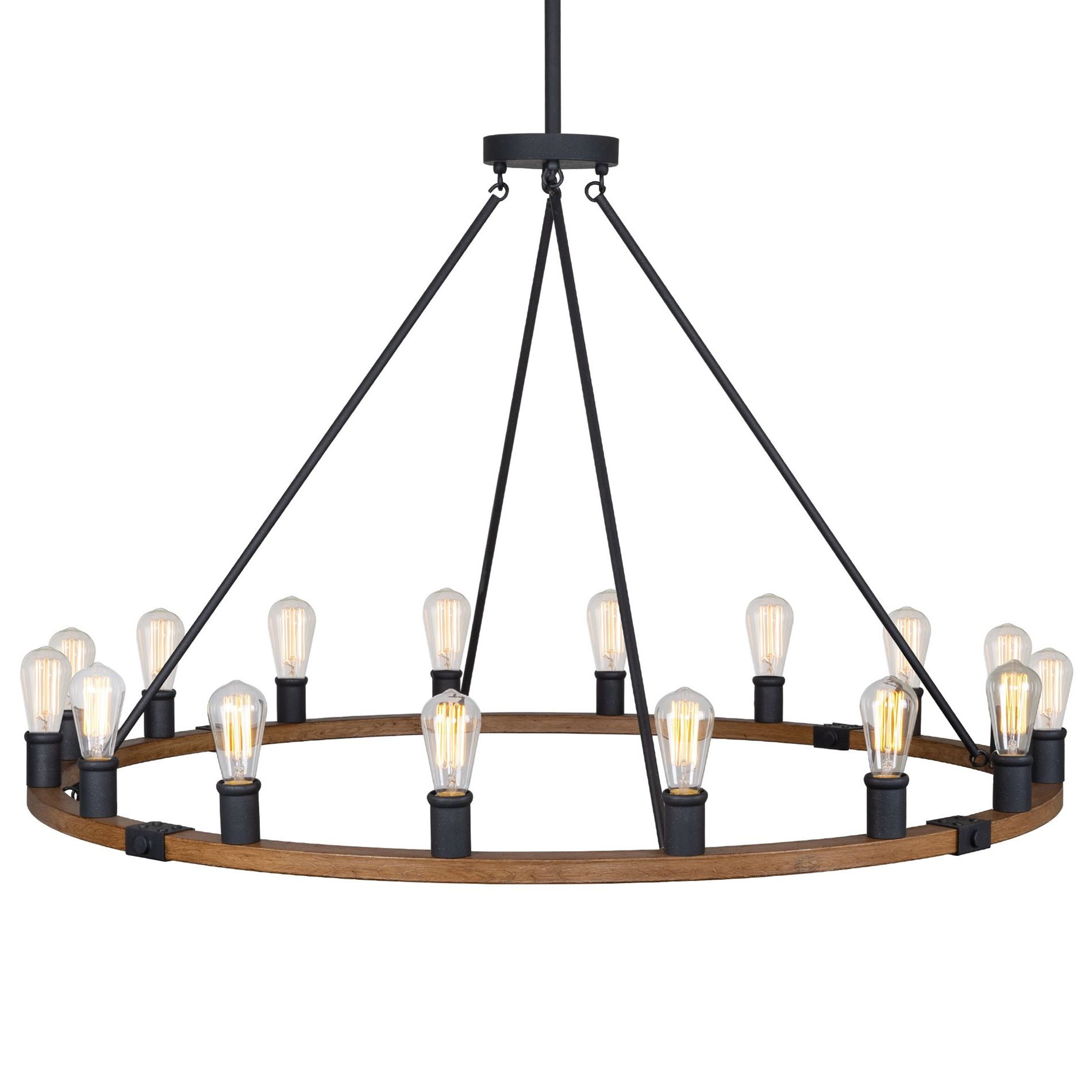 Kira Home Jericho 48" Rustic Farmhouse Wagon Wheel Pertaining To Most Up To Date Weathered Oak Kitchen Island Light Chandeliers (View 11 of 15)